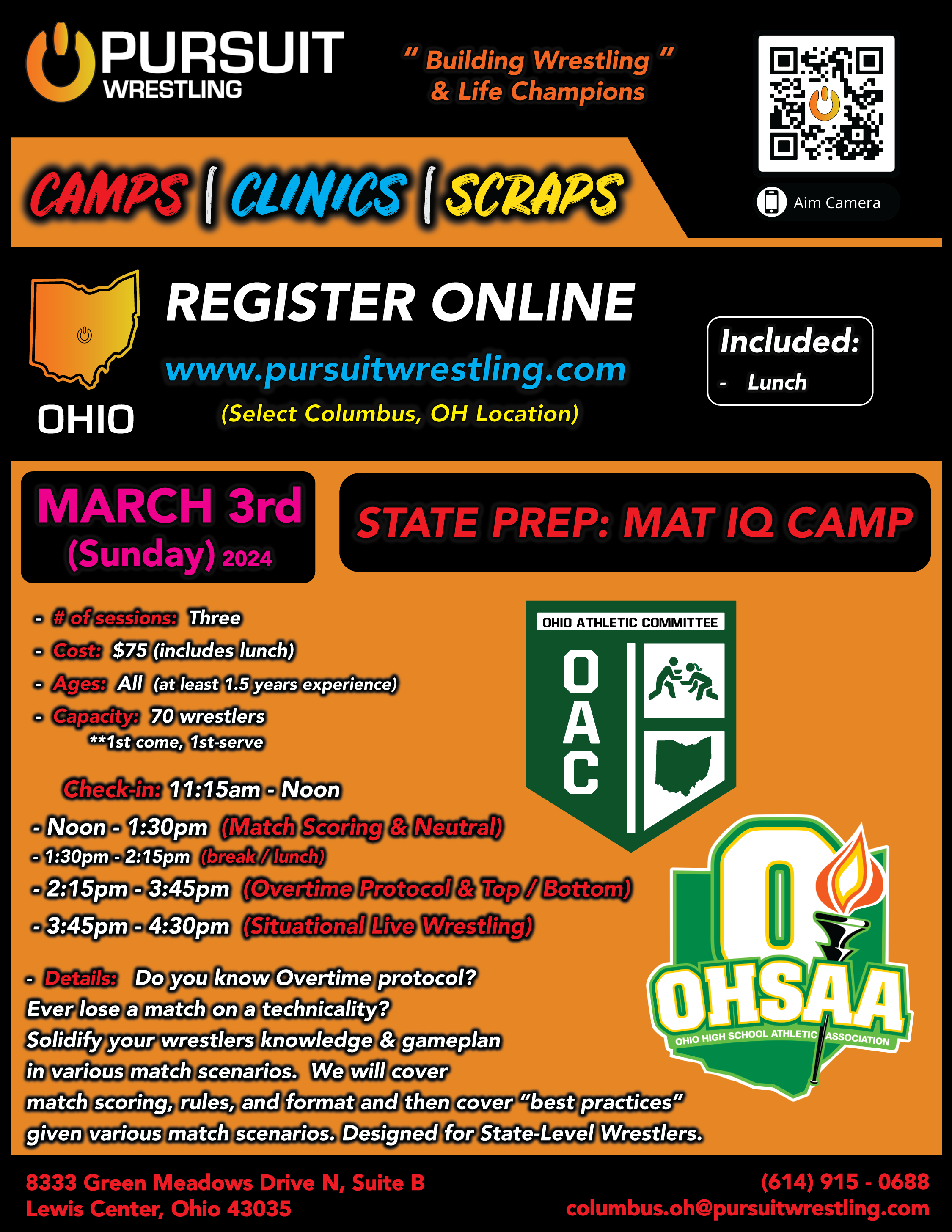State Prep Mat IQ Camp Pursuit Wrestling Sunday, March 3rd, 2024