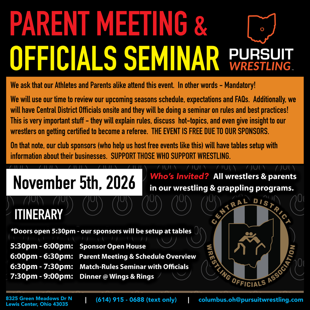 Parent Meeting & Match Rules Seminar | November 5th, 2026 (Thursday)