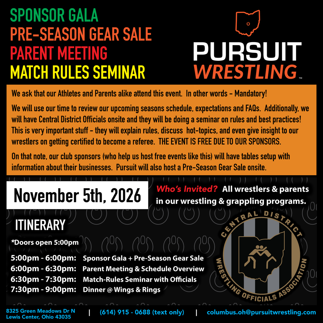 Parent Meeting & Match Rules Seminar | November 5th, 2026 (Thursday)