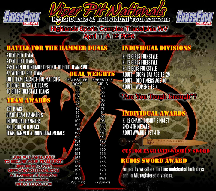 Competition | Viper Pit Team Duals | April 11th, 2026